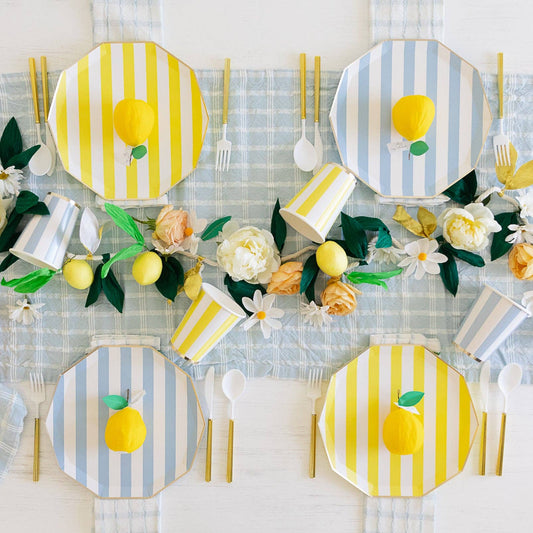 SOLEIL YELLOW CABANA SIGNATURE STRIPE PLATES Bonjour Fête