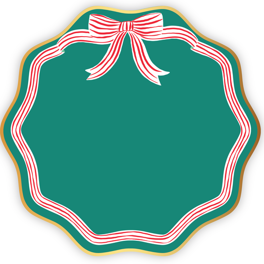 ELEGANT GREEN PEPPERMINT BOW DINNER PLATES