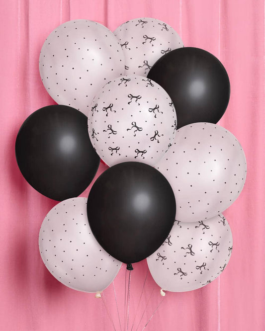 24 ct Little Black Bow Latex Balloons