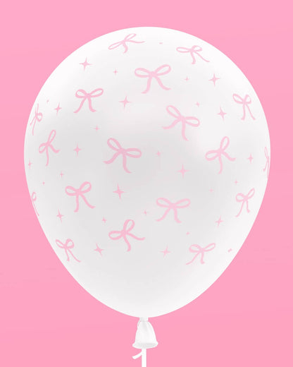24 ct Pink Bow Latex Balloons