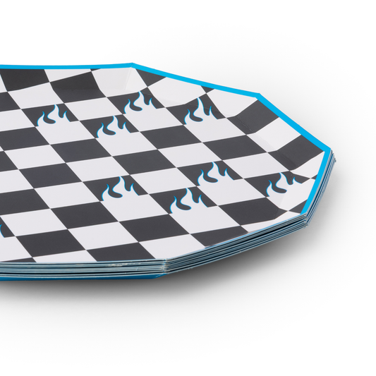 HOT WHEELS™ X BONJOUR FETE BLACK CHECKER LARGE PLATES