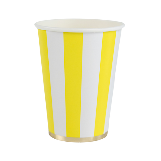 SOLEIL YELLOW CABANA STRIPE CUPS Bonjour Fête