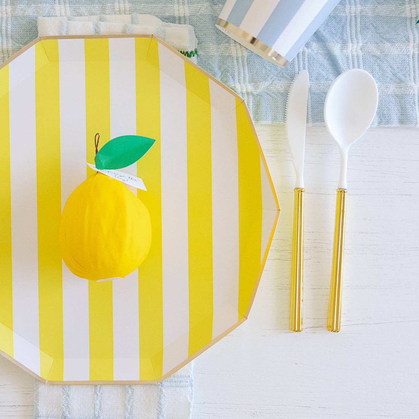SOLEIL YELLOW CABANA SIGNATURE STRIPE PLATES Bonjour Fête