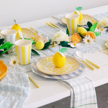 SOLEIL YELLOW CABANA STRIPE CUPS Bonjour Fête