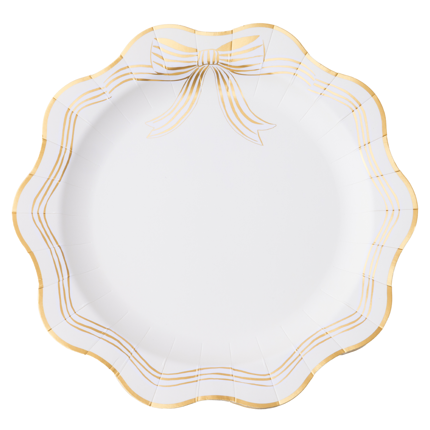 ELEGANT CREAM & GOLD BOW DINNER PLATES Bonjour Fête