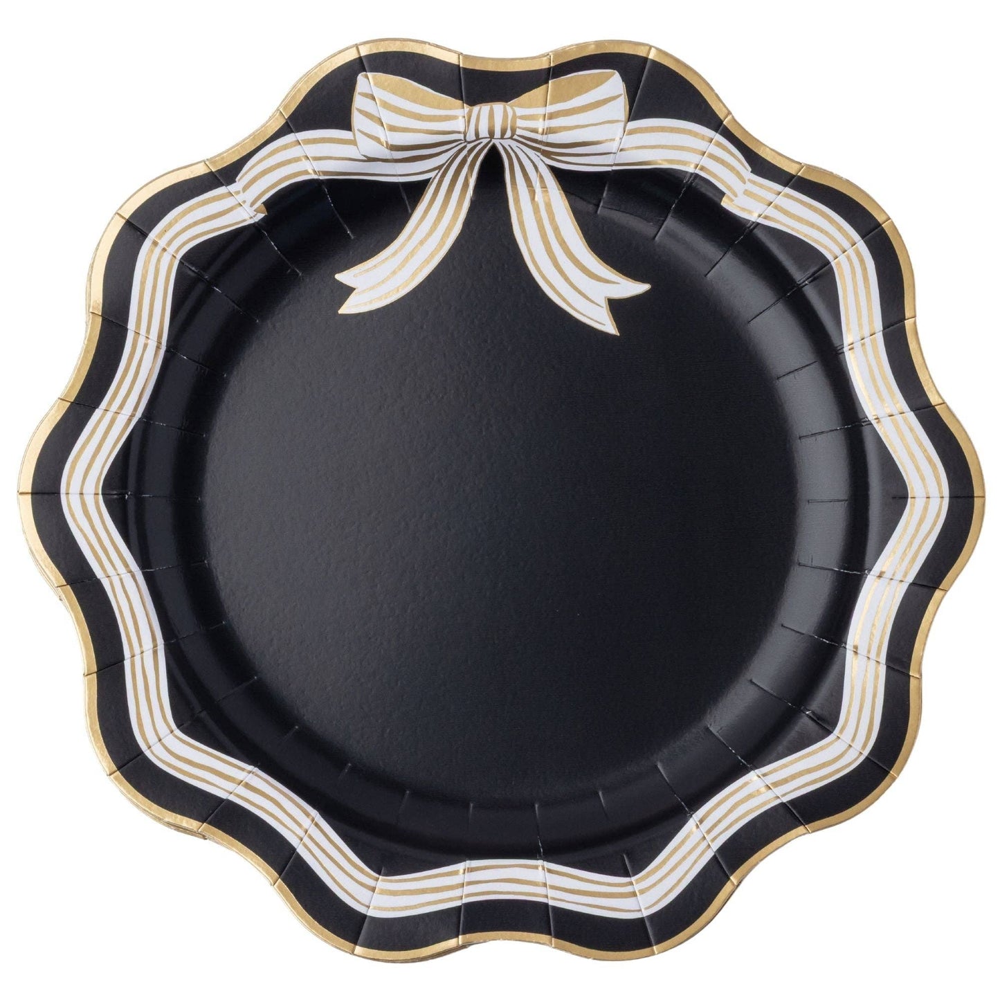 Elegant Black & White Bow Dinner Plates (Set of 8)