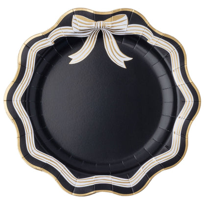 Elegant Black & White Bow Dinner Plates (Set of 8)