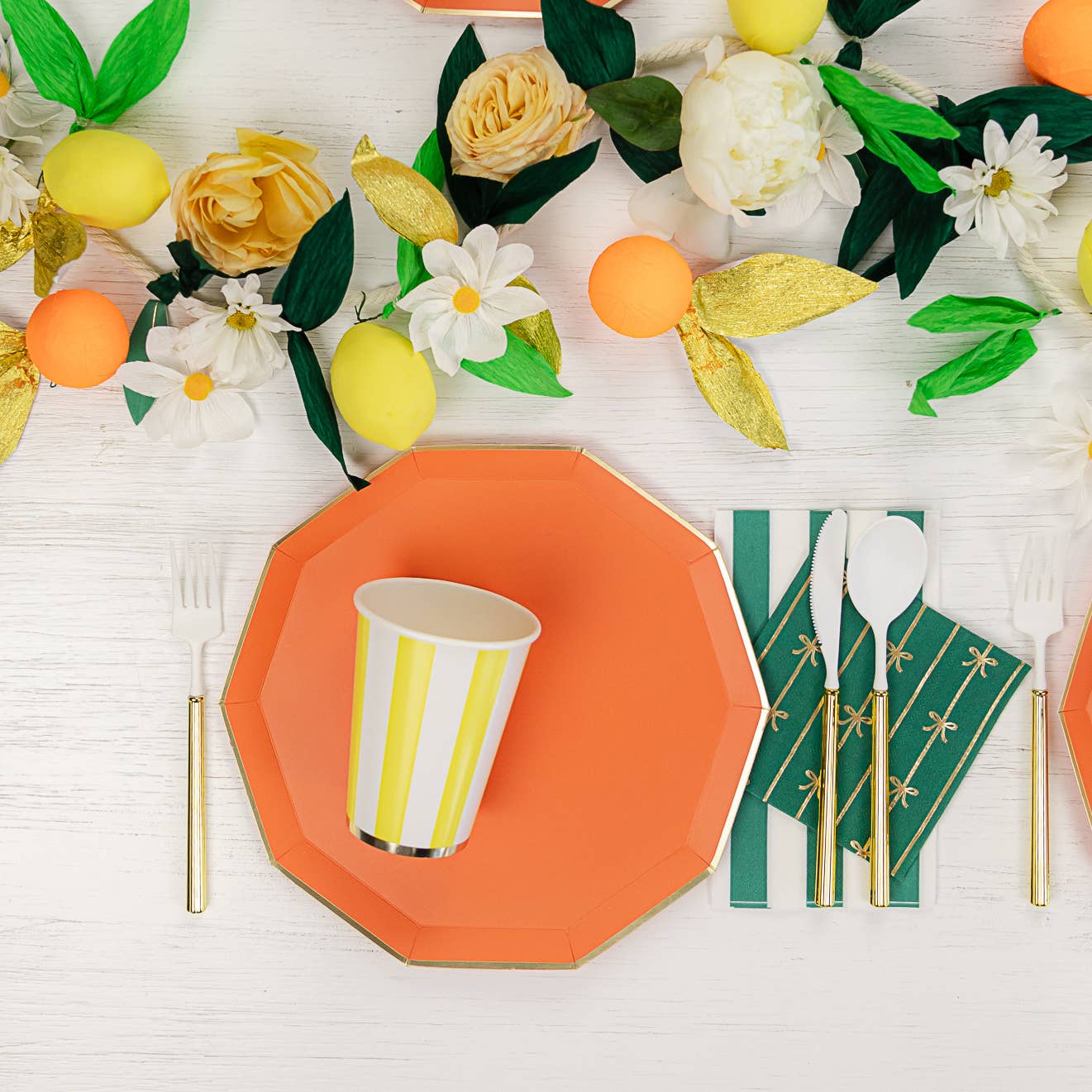 SOLEIL YELLOW CABANA STRIPE CUPS Bonjour Fête