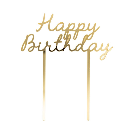 Gold Happy Birthday Cake Topper