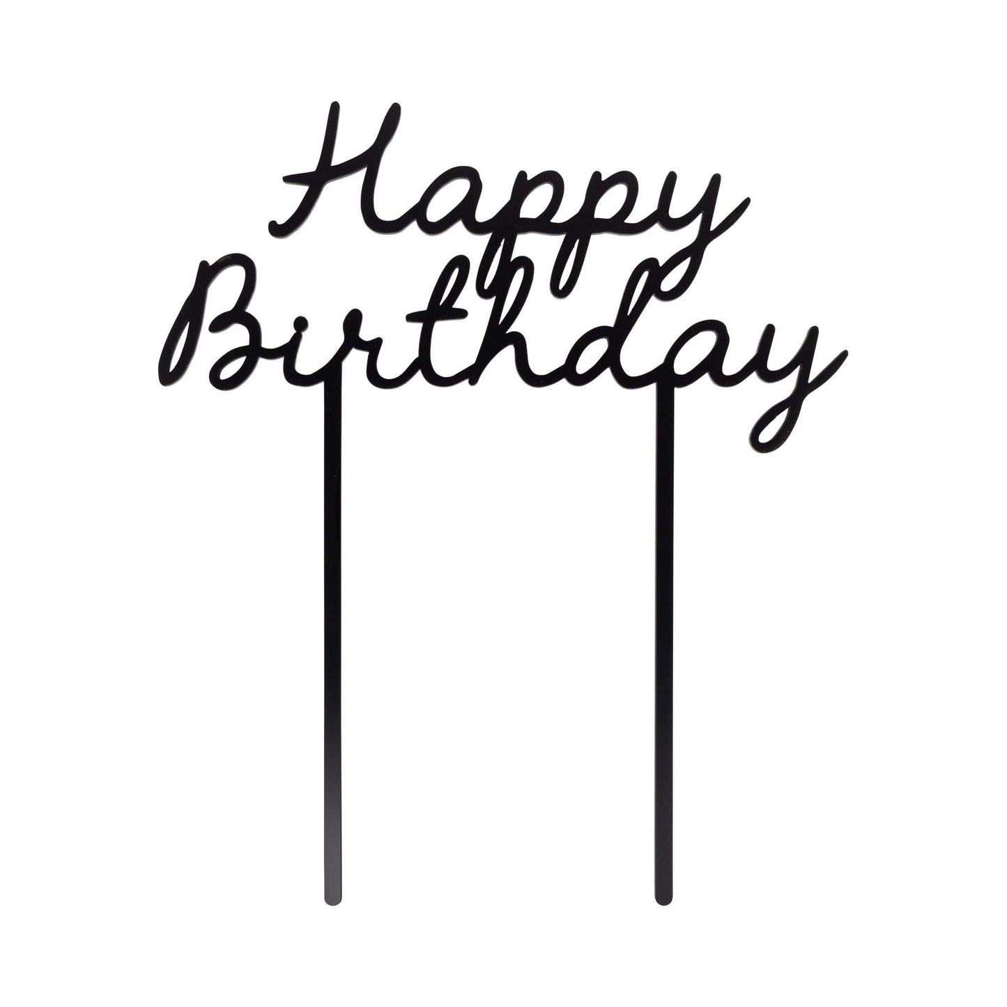 Black Happy Birthday Cake Topper
