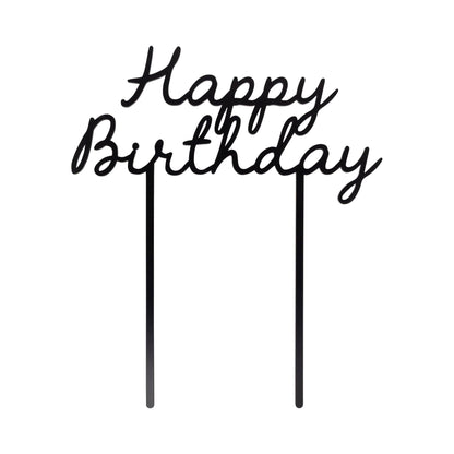 Black Happy Birthday Cake Topper