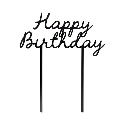 Black Happy Birthday Cake Topper