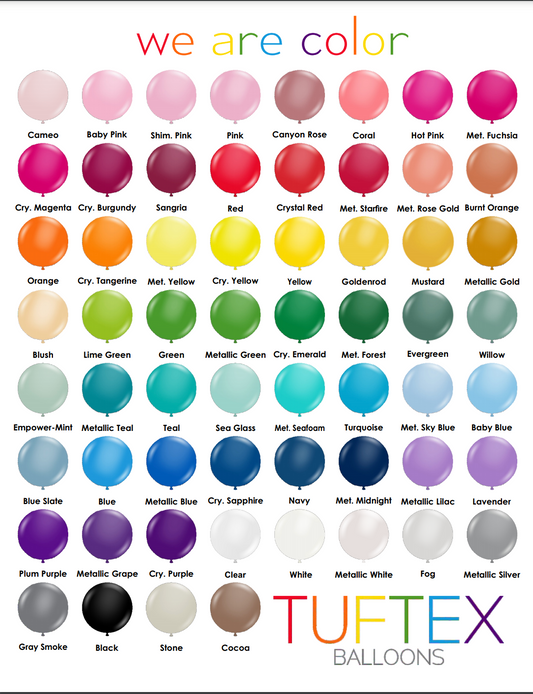 Helium Inflated Latex Balloon Colors